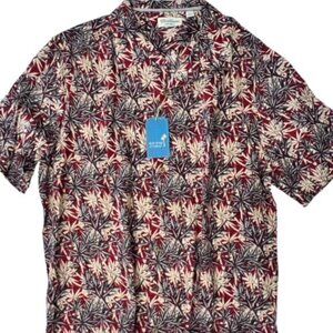 Caribbean Silk Blend Floral Print‎ Short Sleeve Hawaiian Camp Shirt Mens Sz 2XT